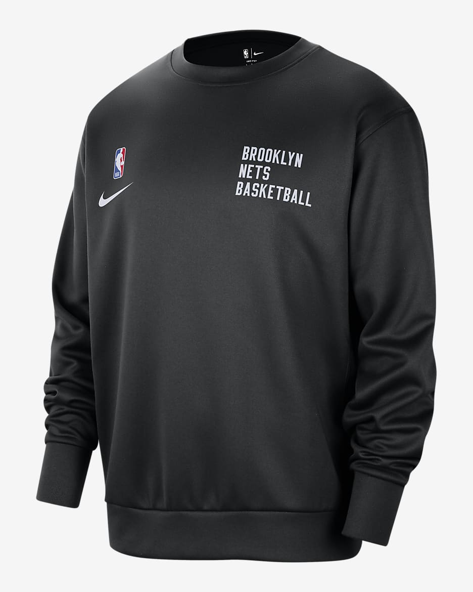 Brooklyn Nets Spotlight Men s Nike Dri FIT NBA Crew Neck Sweatshirt. Nike